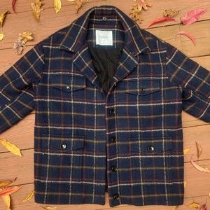 BA&SH Fiel Coat Blue Wool Check Print